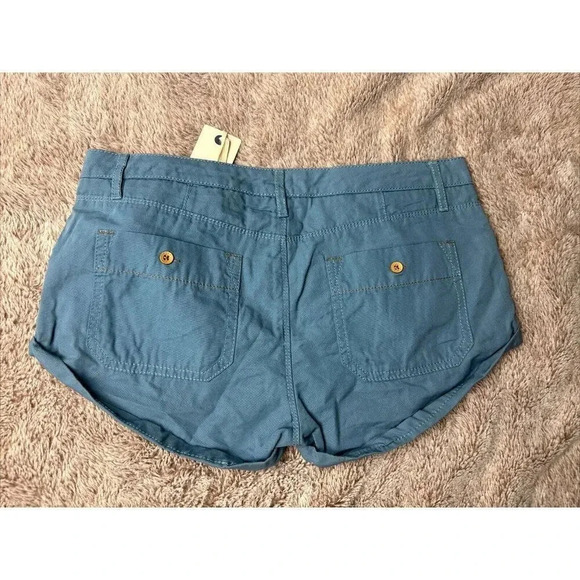 Roxy Shorts Womens Cheeky Chino Hot Pants Mid Rise Cuffed Blue - Picture 13 of 16